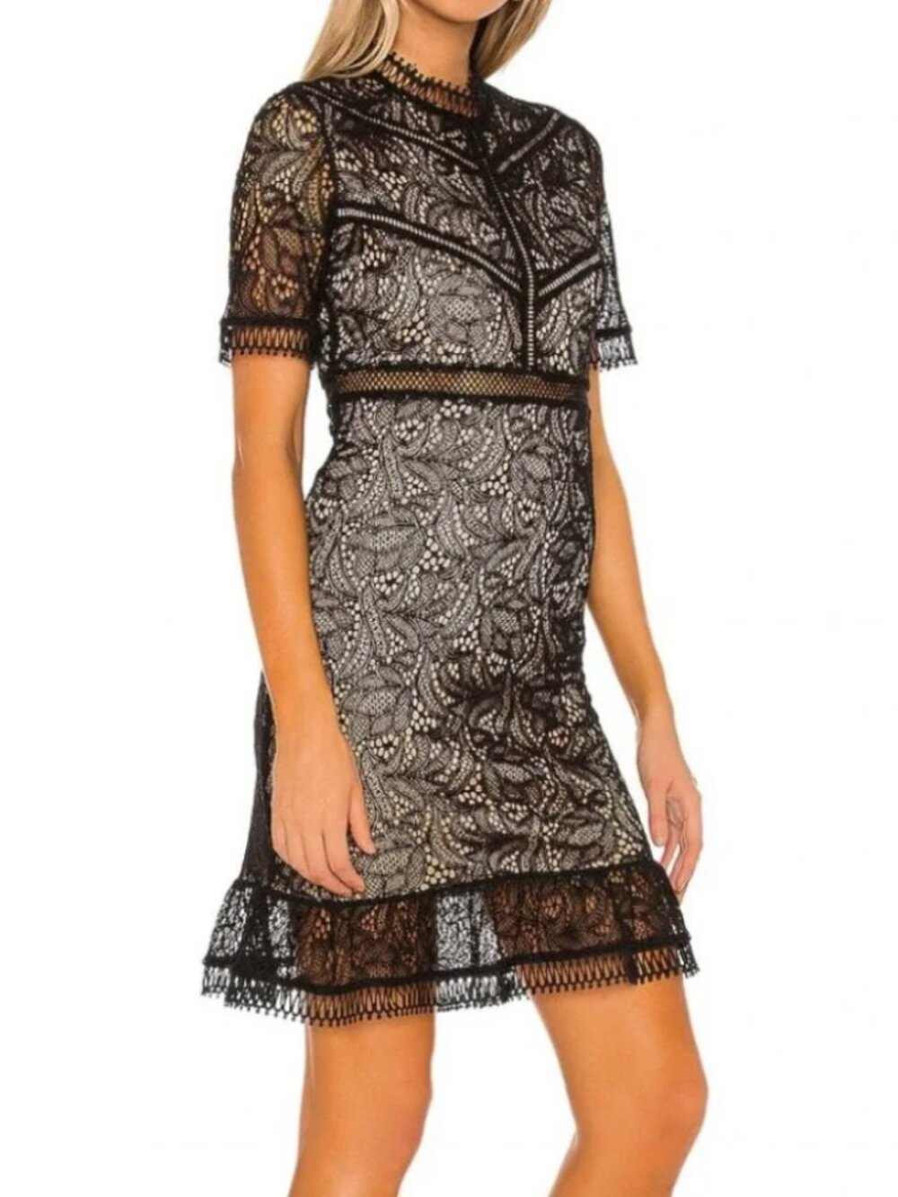 Bardot Theodora Black Lace Sheath Minidress